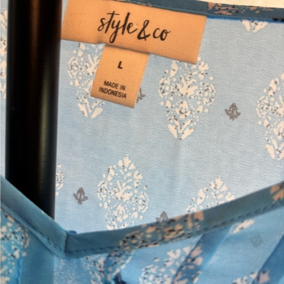 Style & Co. Light Blue Patterned Blouse - Picture 6 of 9